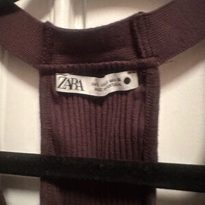 Zara Chocolate Ribbed Knit Top